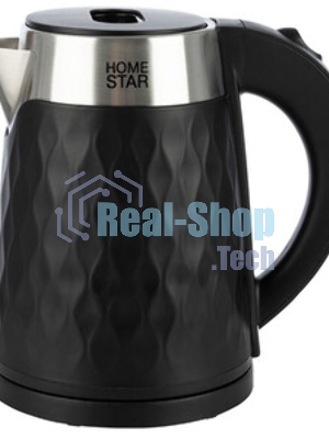 Чайник электрический Homestar HS-1021 1500 Вт, 1.7 л, нержавейка+пластик, черный, двойной корпус