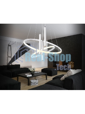 Подвесной светодиодный светильник Ambrella light FL5371/2+3 WH белый 93W 3000K/4200K/6400K+4200K D600/400*1200 (ПДУ ИК)