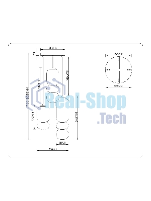 Подвесной светодиодный светильник Ambrella light LH11036/3 BK/MG/SM черный/мраморно-серый/дымчатый 40W 3000K D410*2050