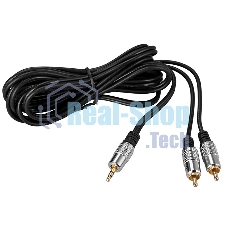Шнур Rexant Стерео 3,5 мм - 2 RCA 3 м (GOLD-металл)