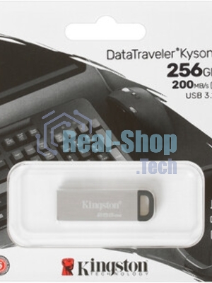 Флешка USB Kingston DataTraveler KYSON (DTKN/256GB), 256Gb, USB 3.2 Gen 1, R/W 200/60, серебристый/черный