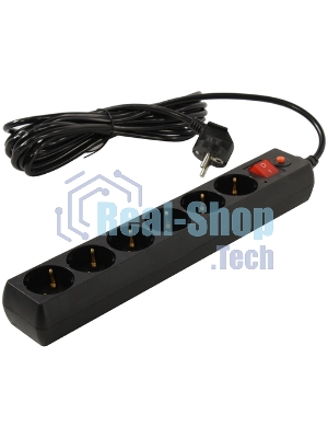 Сетевой фильтр Buro 300MDP-5-B 5м (3 розетки) черный (коробка)