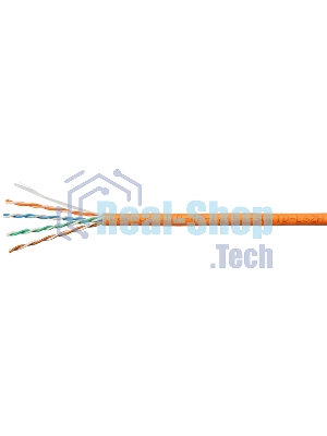 Кабель витая пара UTP (U/UTP) Cabeus UTP-4P-Cat.5e-SOLID-LSZH-100 категория 5e, 4 пары (24 AWG), одножильный, оранжевый, LSZH, нг(А)-HF, (100 м)
