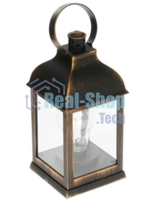 Декоративный фонарь Neon-night с лампочкой, бронзовый корпус, размер 10.5х10.5х22,5 см, цвет теплый белый