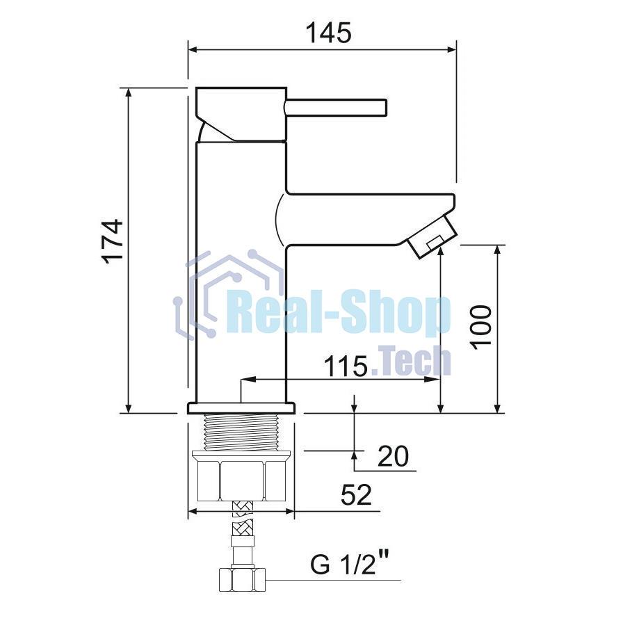SUS124BL-001F Смеситель для умывальника, ø35