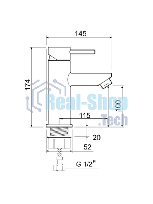 SUS124BL-001F Смеситель для умывальника, ø35