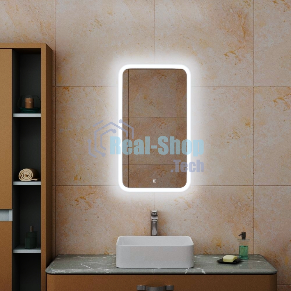 Зеркало Bau Stil 40х70, сенсорная LED подсветка, пластиковый защитный корпус