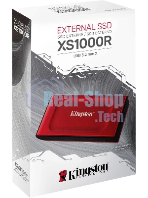 Внешний SSD Kingston XS1000, 2TB, USB 3.2 Gen 2 Type-C, R/W 1050/1000, красный