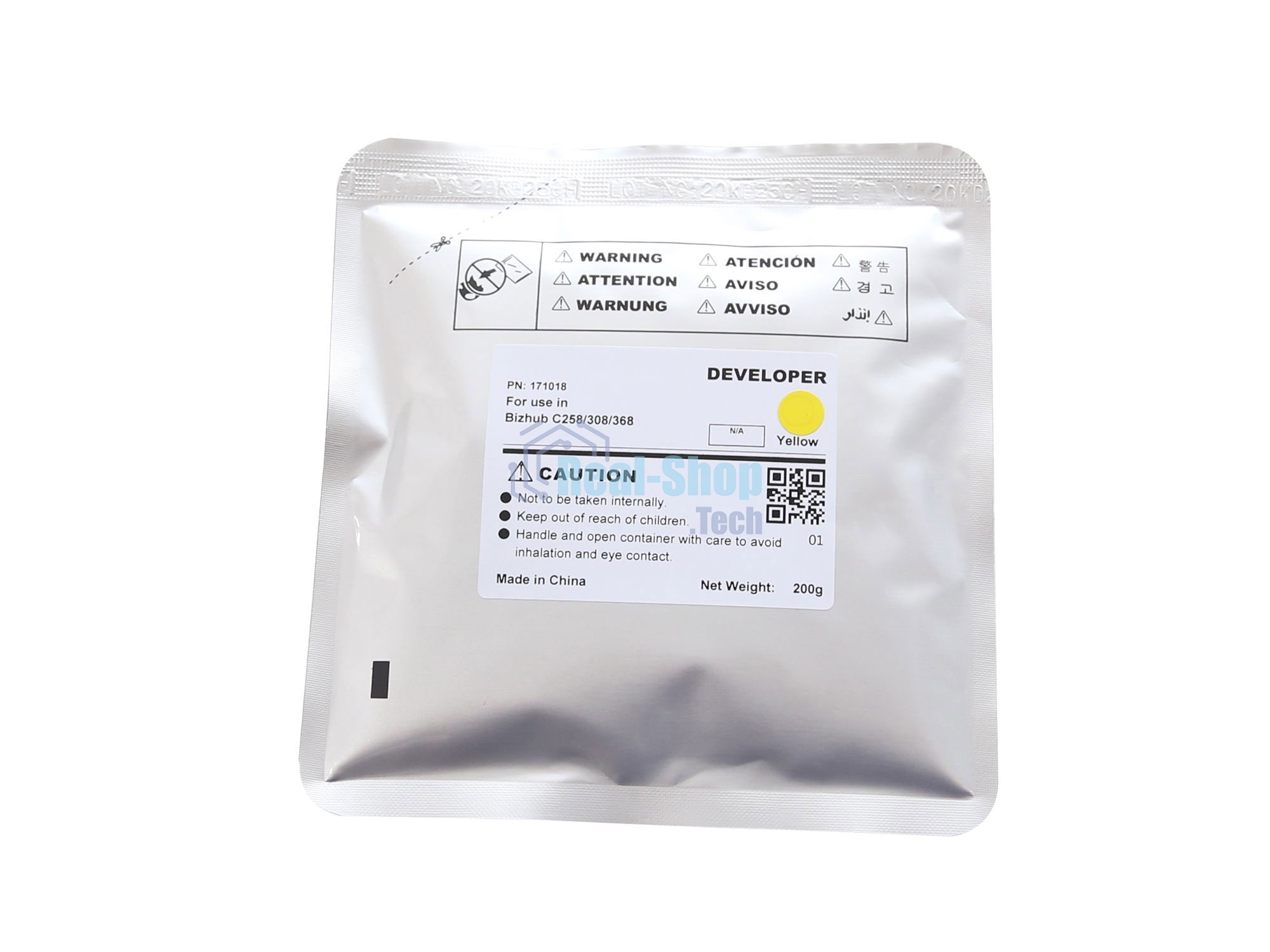Девелопер CET для KONICA MINOLTA Bizhub C258/C308/C368 Yellow, 200г, 600000 стр.