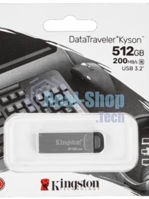 Флешка USB Kingston DataTraveler Kyson metal case silver (DTKN/512Gb), 512Gb, USB 3.0, R/W 200/60, серый