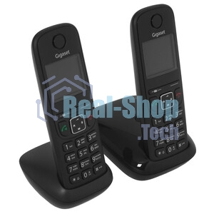 Радиотелефон Dect Gigaset AS690 DUO черный (труб. в компл.:2шт) АОН