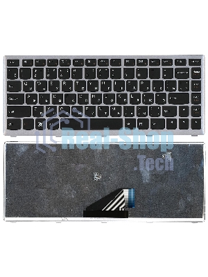 Клавиатура для ноутбука Lenovo IdeaPad U310 черная с серебристой рамкой