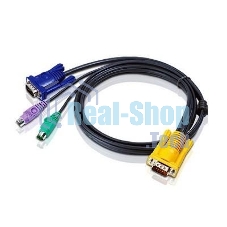 Шнур ATEN, мон+клав+мышь USB, SPHD15=>HD DB15+USB A-Тип, Male-2xMale, 8+4 проводов, опрессованный, 3 м., черный, (с поддержкой KVM PS/2) (2L-5203UP)