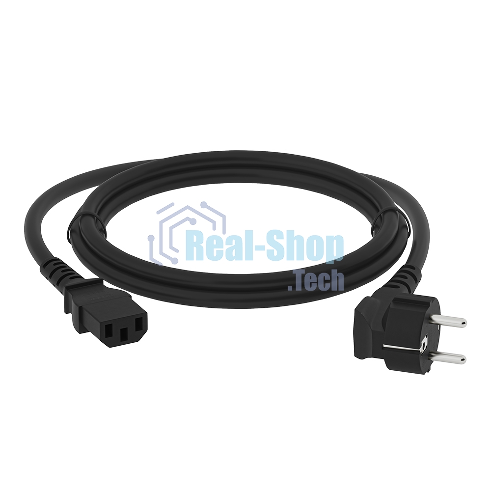 Кабель питания Greenconnect GCR-54377 PROF 2.0m, Евровилка угловая - С13, 3*1,0 мм, черный