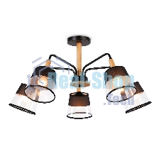 Светильник Ambrella light TR4741/5 BK/LW черный/светлое дерево E27/5 max 40W D760*350