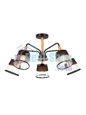 Светильник Ambrella light TR4741/5 BK/LW черный/светлое дерево E27/5 max 40W D760*350
