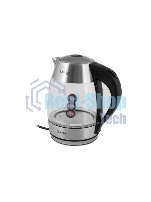 Чайник электрический Centek CT-0059 London, стекло, 1.8л, 2200Вт, LED-подсветка, отделка нерж.