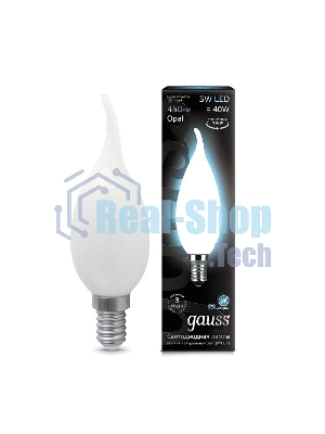 Лампа светодиодная Filament Свеча на ветру E14 5Вт 4100К OPAL GAUSS 104201205