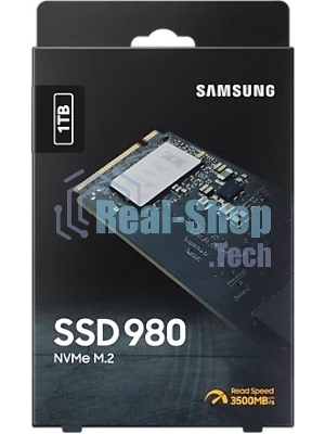 Накопитель SSD Samsung 980, 1000Gb, PCIe 3.0 x4, M.2 2280, NVMe, R/W 3500/3000