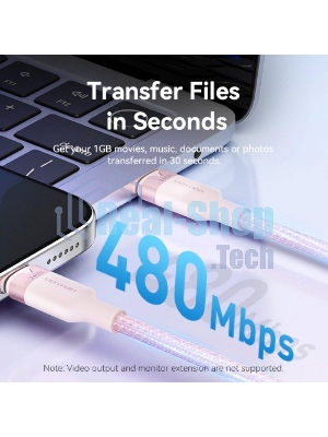 Кабель Vention USB 2.0 CM/CM - 2м. черный 5А PD240W, шт.