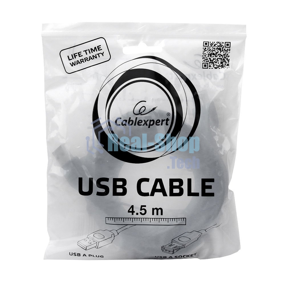Кабель Gembird PRO USB 2.0 удлинительный 4.5м AM/AF позол. контакты, пакет