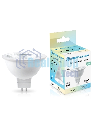 Лампа светодиодная	Ambrella light 170904 LED MR16 9W IC GU5.3 4000K 175-265V 38°