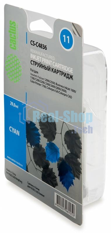 Картридж струйный Cactus CS-C4836 голубой (29 мл) для №11 HP 2000/2500/1000/1100/1200