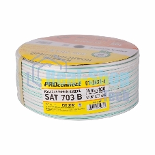 Кабель коаксиальный PROconnect SAT 703 B, Cu/Al/Cu, 64%, 75 Ом, бухта 100 м, белый