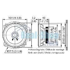 Колонки автомобильные Kenwood KFC-S1056 4Ом 10 см (4 дюйм) (ком.: 2 кол.) широкополосные однополосные