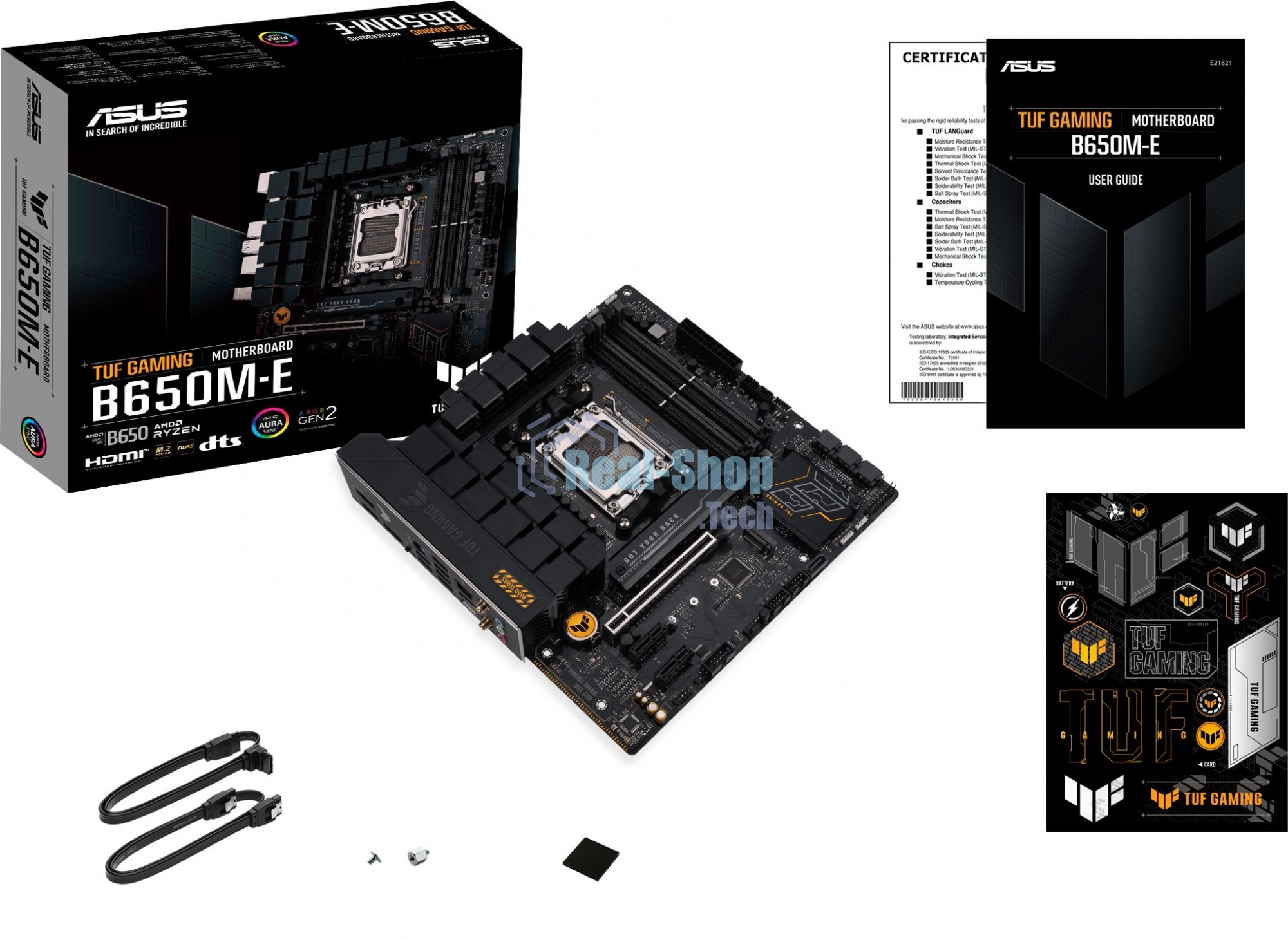 Материнская плата ASUS TUF GAMING B650M-E, AM5, AMD B650, 4xDDR5, 4xSATA, 2xM.2, 1xPCIe 4.0 x16, 2xPCIe x1, 2xDP, 1xHDMI, 1x 2.5Gb LAN, 1xUSB-A 3.2 Gen 2, 2xUSB-A 3.2 Gen 1, 4xUSB 2.0, 1xUSB-C 3.2 Gen 2, 3x3.5 мм, 7.1, mATX