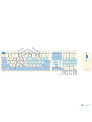 Комплект клавиатура + мышь Acer OCC205 беспроводной USB, 1200 dpi, белый/голубой
