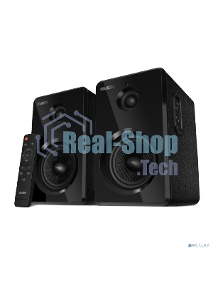 Акустическая система SVEN SPS-730 2.0 черные (2x25Вт, экокожа, USB/SD, пульт ДУ, Bluetooth)