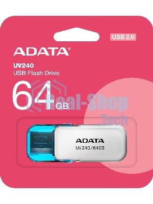 Флешка USB ADATA UV240 (AUV240-64G-RWH), 64Gb, USB 2.0, R/W 15/5, белый/синий