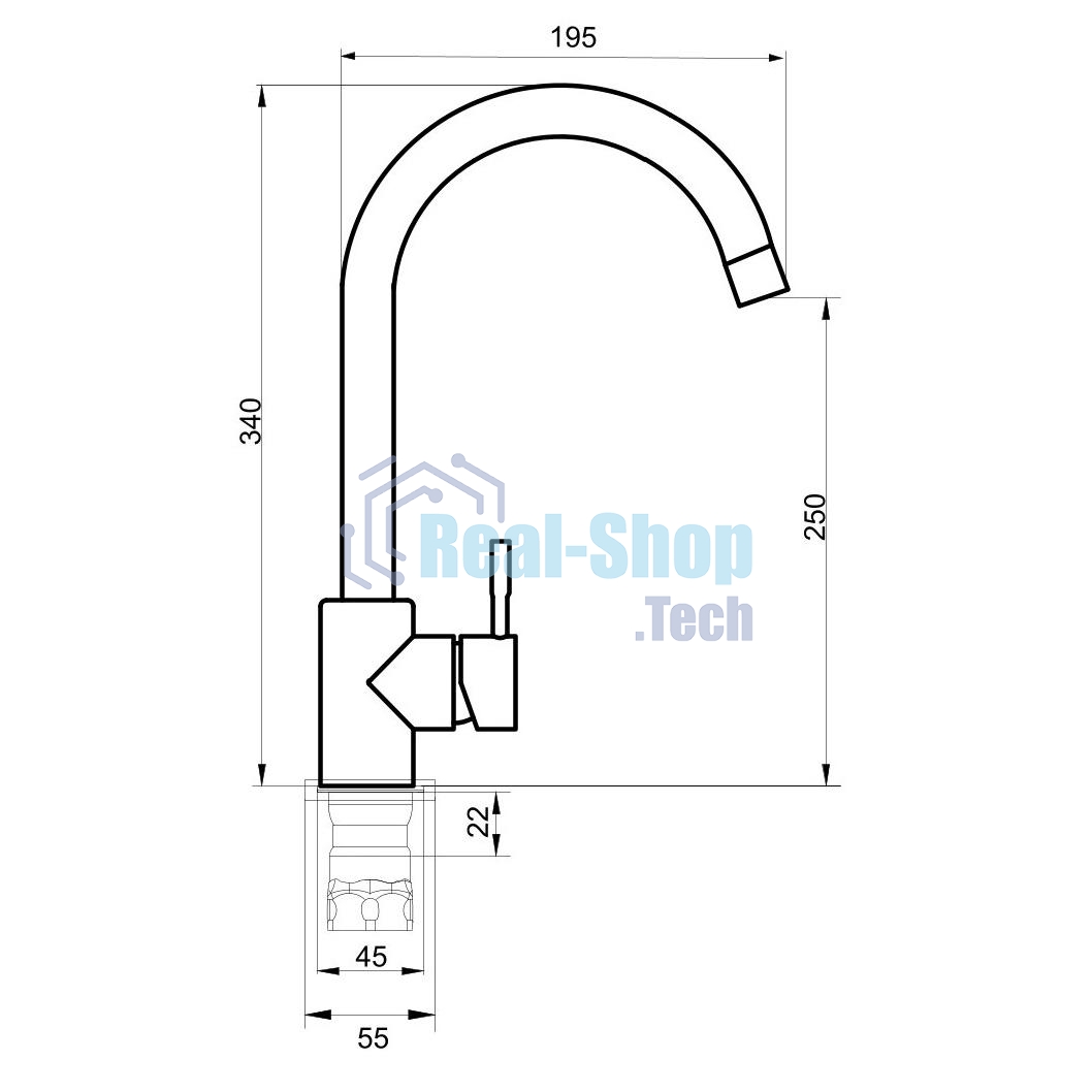 SUS124G-017F Смеситель для кухни, ø35