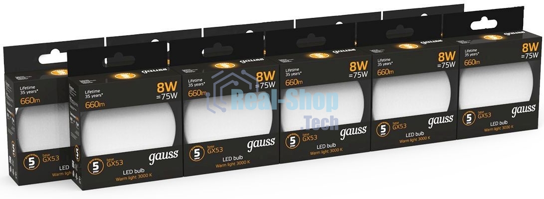 Лампа светодиодная LED Gauss GX53 8Вт 3000К диммируемая