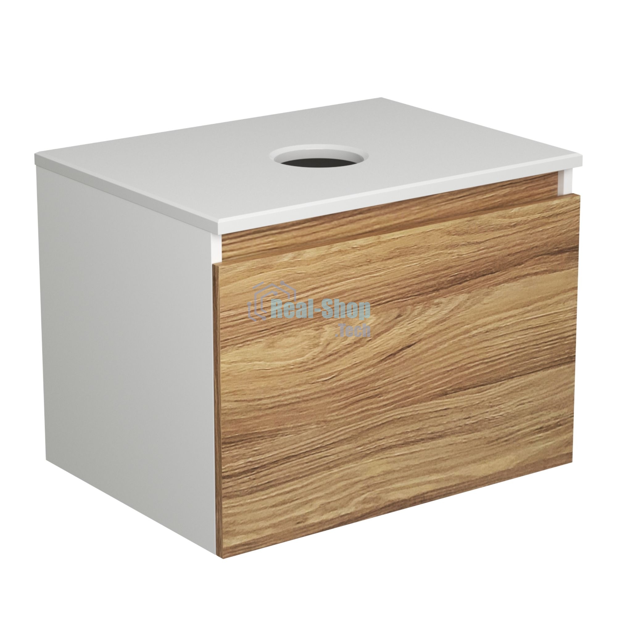 Тумба с раковиной и выпуском (тумба подвесная Bau Dream 60 + раковина BAU Hotel Black Rand 48х37, белая, выпуск клик-клак, белый)