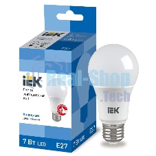 Лампа светодиодная IEK LLE-A60-7-230-65-E27 ECO A60 7Вт грушевидная 230В 6500К E27