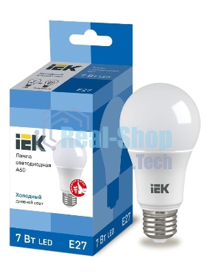 Лампа светодиодная IEK LLE-A60-7-230-65-E27 ECO A60 7Вт грушевидная 230В 6500К E27