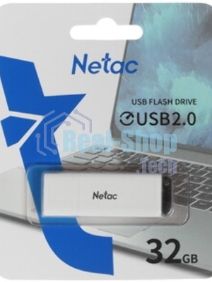 Флешка USB Netac U185 (NT03U185N-032G-20WH), 32Gb, USB 2.0, R/W 25/10, белый/серый