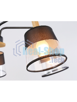 Светильник Ambrella light TR4741/5 BK/LW черный/светлое дерево E27/5 max 40W D760*350