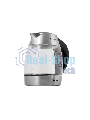 Чайник электрический Centek CT-0059 London, стекло, 1.8л, 2200Вт, LED-подсветка, отделка нерж.
