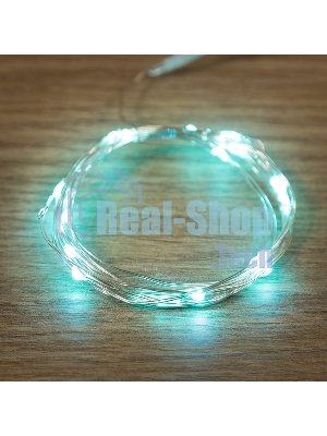 Гирлянда светодиодная Neon-night Роса 2м, 20 LED, БИРЮЗОВЫЙ, IP20, тонкий батарейный блок, 2хCR2032 в комплекте