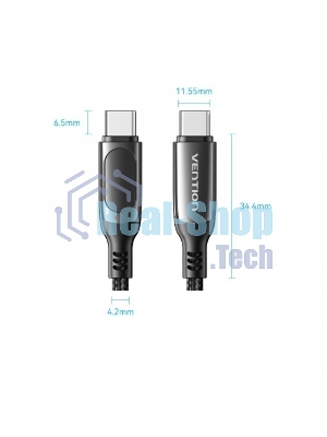 Кабель Vention USB 2.0 CM/CM с LED дисплеем - 1.2м. черный 5А PD100W, шт.