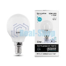 Лампа светодиодная LED Gauss 10Вт E14 220В 4100К Elementary шар 53120