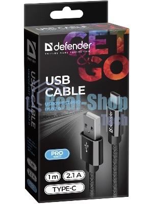 Кабель Defender USB2.0 TO TYPE-C 1M черный USB09-03T