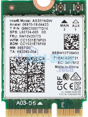 Плата сетевого контроллера Intel® Wi-Fi 6 AX201, 2230, 2x2 AX+BT, No vPro®,999TD0