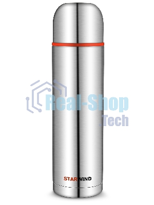 Термос Starwind 20-1200 1.2 л, серебристый/красный, картонная коробка