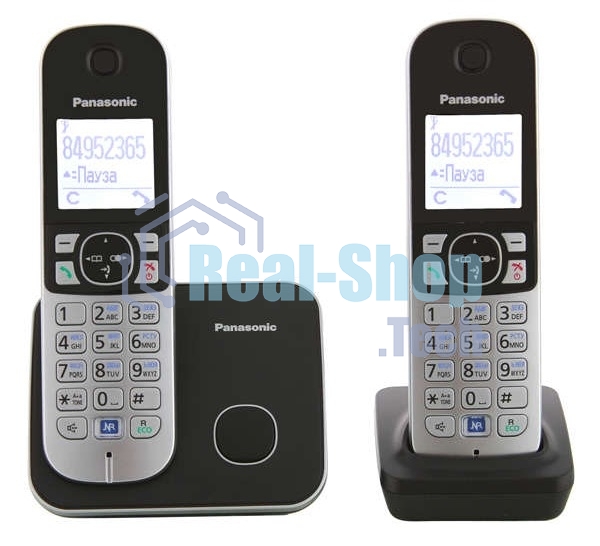 Телефон беспроводной (DECT) Panasonic KX-TG6812RU черный (труб. в компл.:2шт) АОН