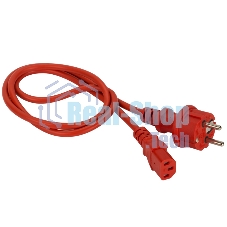 Шнур питания Lanmaster C13-Schuko прямая, 3х0.75, 220В, 10А, красный, 1 метр
