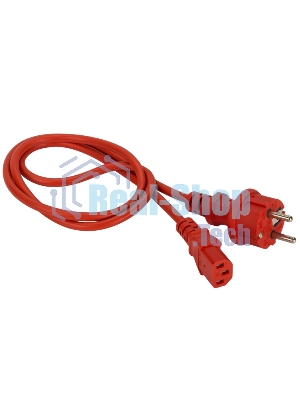 Шнур питания Lanmaster C13-Schuko прямая, 3х0.75, 220В, 10А, красный, 1 метр